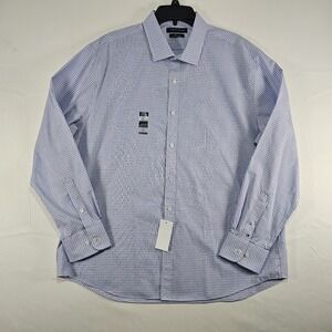Tommy Hilfiger TH Flex Slim Fit Stretch Twill Dress Shirt Blue Check 18 34/35